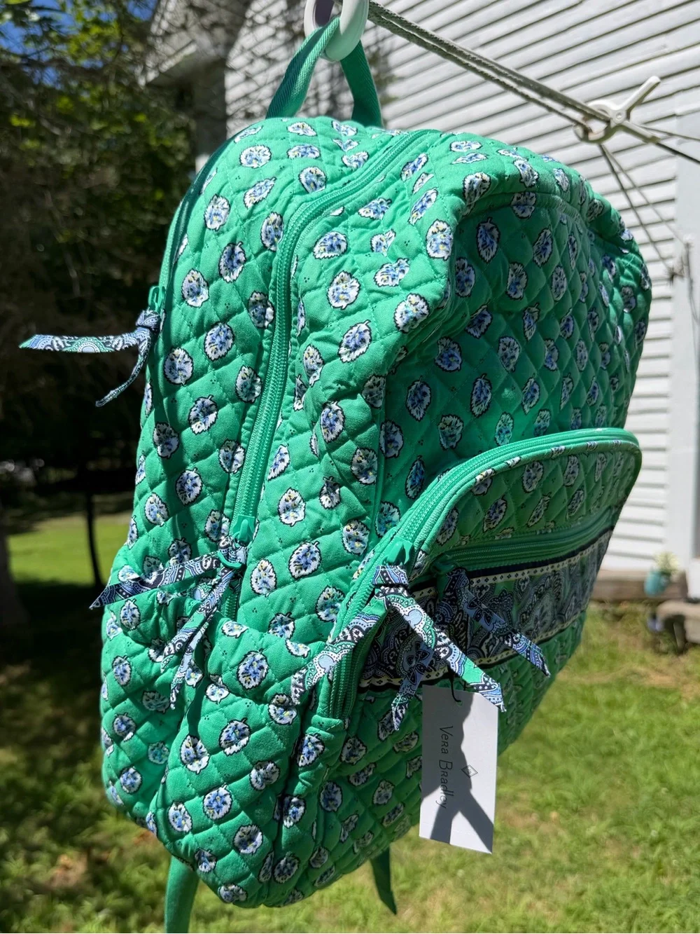 Vera Bradley Campus Backpack Garden Green Leaf NWT